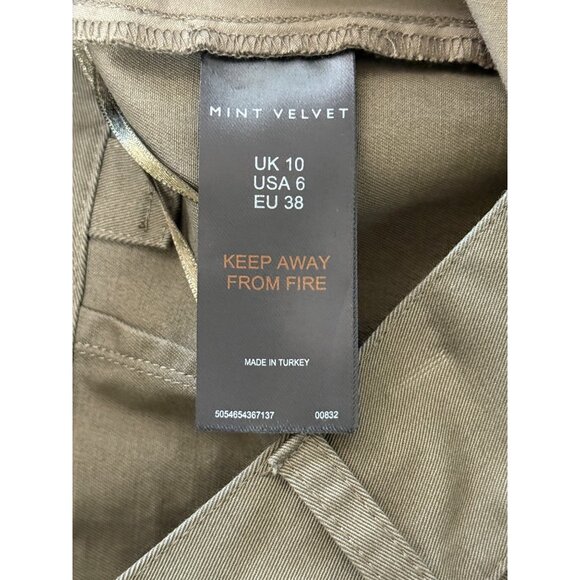 Mint Velvet Womens Cargo Pencil Skirt Olive Green Front-Slit Pockets US Size 6 - Picture 4 of 7